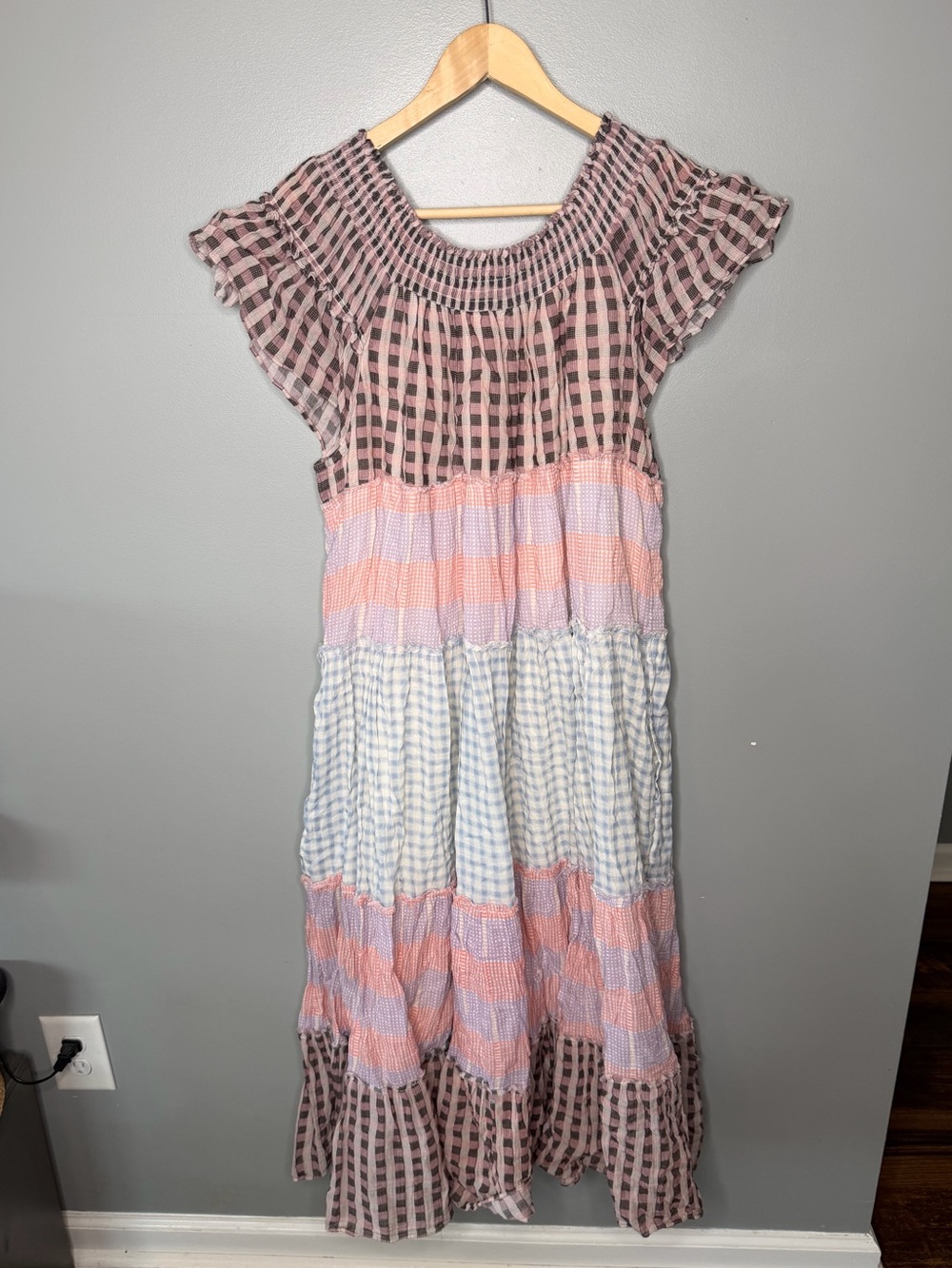 Free People Something Real Patchwork Plaid Tiered Maxi Dress - Picture 3 of 12